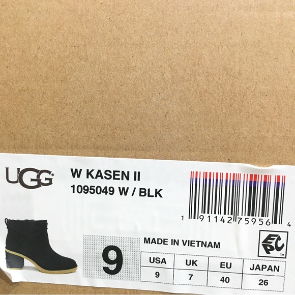 UGG Kasen II Ankle Boots -Black Suede -Block Heel -Women’s US 9 -New - Picture 9 of 9